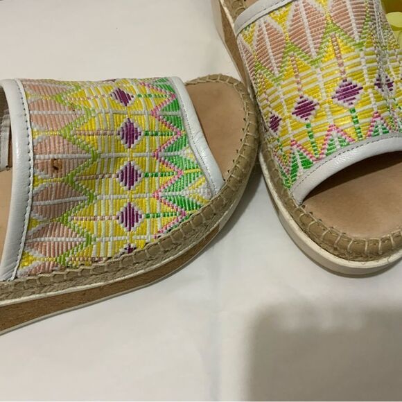Kanna Multi-Color Slide Platform Wedge Espadrille Sandals Shoes Women's 39 / 9 - Picture 16 of 16